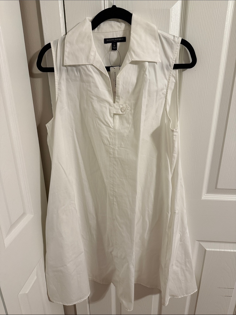 Banana Republic White Sleeveless Collared Tunic Dress